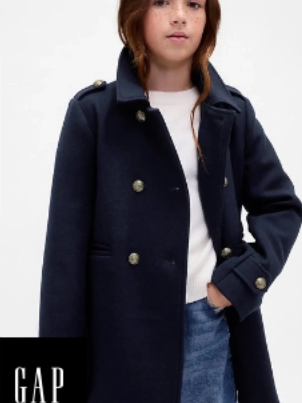 GAP Navy Double-Breasted Girls' Peacoat